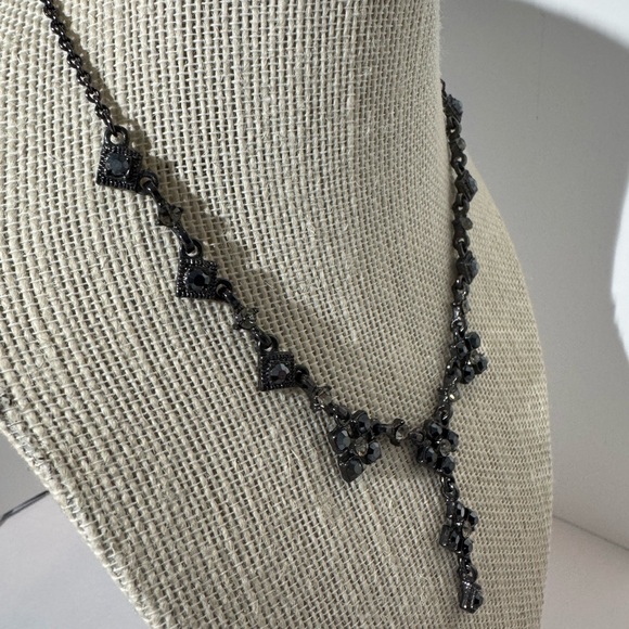Black and Clear Rhinestone Necklace with Black Chain. (D-Y) - Picture 4 of 6
